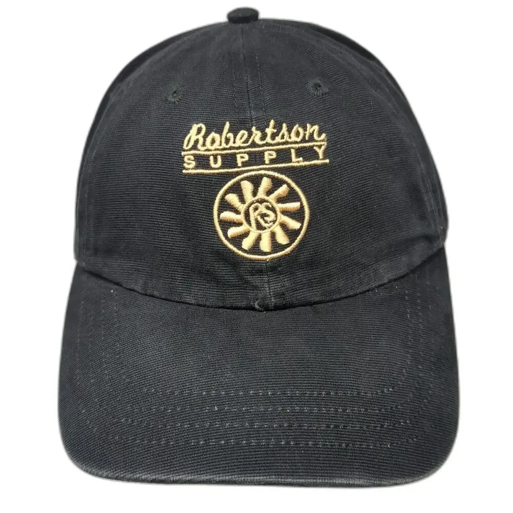 Robertson Supply Baseball Cap Black One Size Gold Embroidery EST. 1948 Logo Hat
